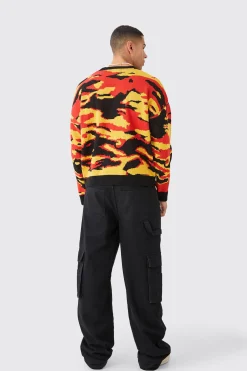 boohooMAN Oversized Boxy Drop Shoulder Abstract Jumper | UK| Knitwear
