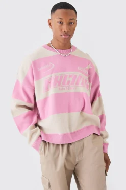 boohooMAN Oversized Boxy Drop Shoulder Moto Knit Jumper | UK| Knitwear