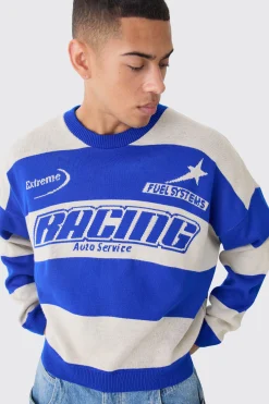 boohooMAN Oversized Boxy Drop Shoulder Moto Knit Jumper | UK| Knitwear