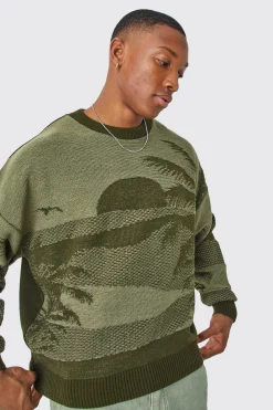boohooMAN Oversized Boxy Drop Shoulder Graphic Jumper | UK| Knitwear