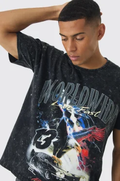 Oversized Boxy Eagle Car Graphic T-Shirt | UK^boohooMAN Clearance