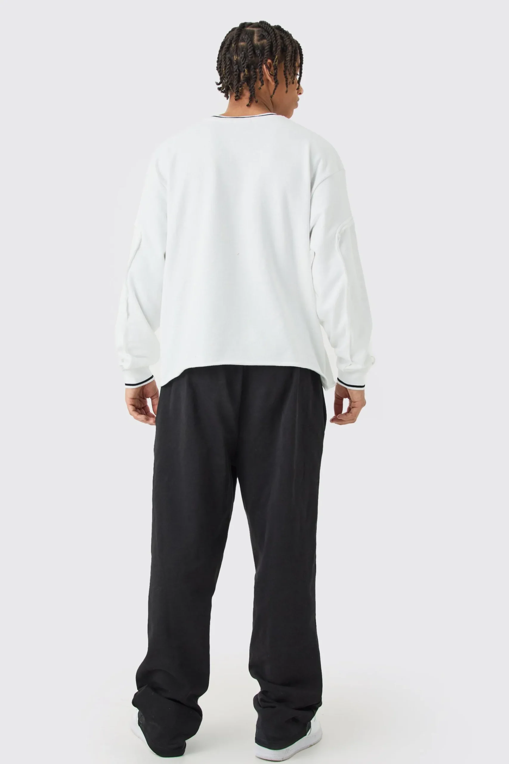 boohooMAN Oversized Boxy Embroidered Sports Rib Sweatshirt | UK| Hoodies & Sweatshirts