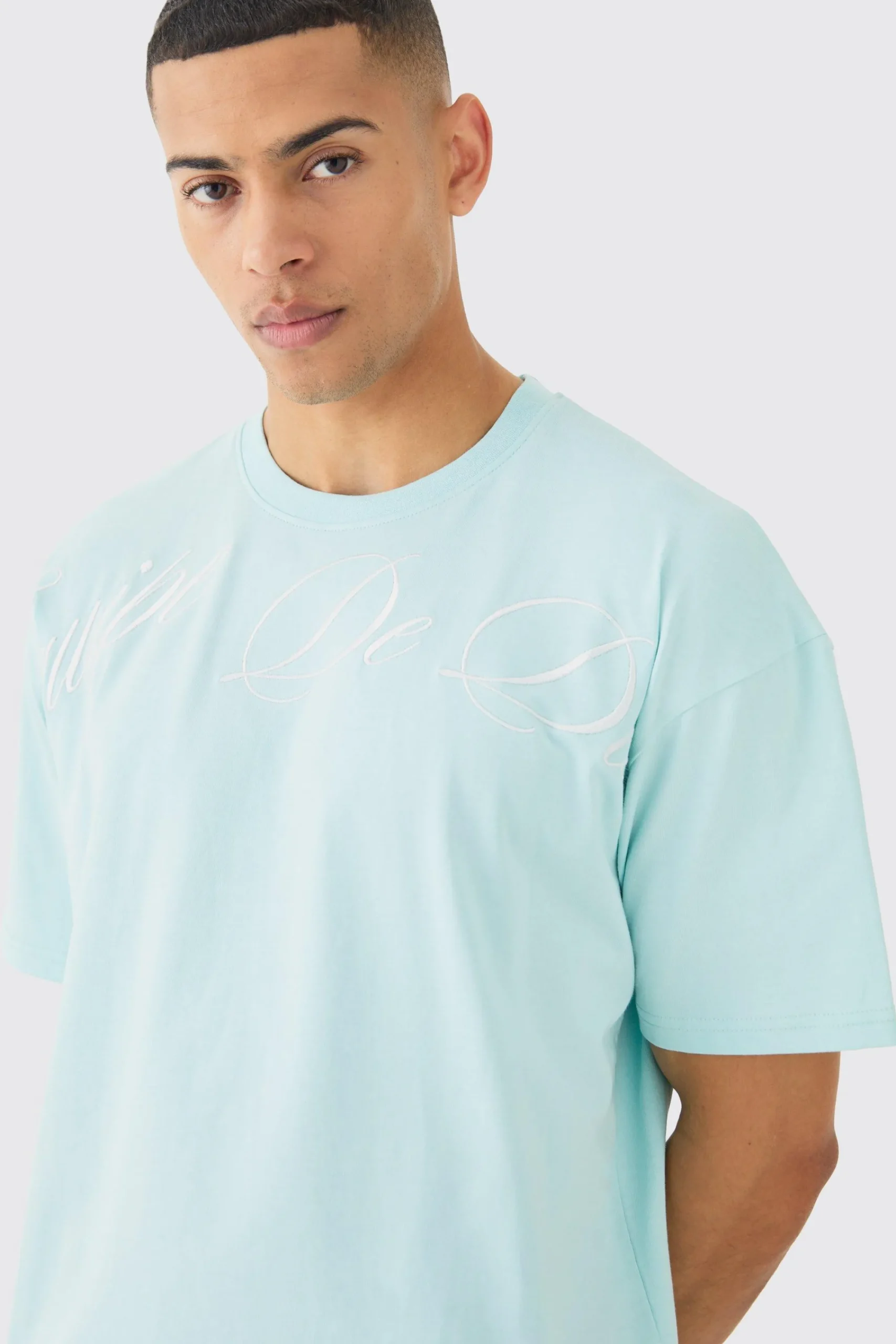 Oversized Boxy Embroidered T-shirt | UK^boohooMAN