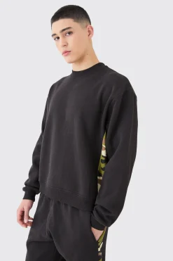 boohooMAN Oversized Boxy Extended Neck Camo Gusset Tracksuit | UK| Tracksuits