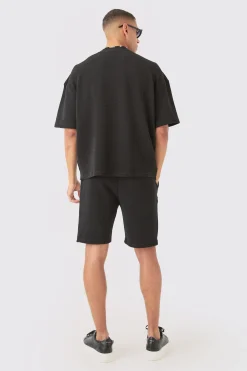 Oversized Boxy Extended Neck Textured T-shirt | UK^boohooMAN Online