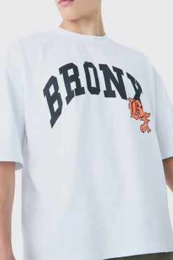 Oversized Boxy Extended Neck Bronx T-shirt | UK^boohooMAN New