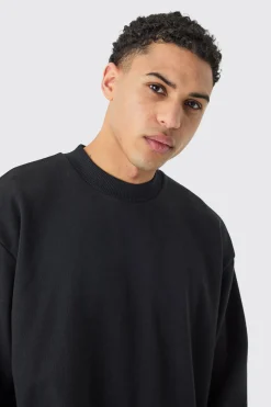 boohooMAN Oversized Boxy Extended Neck Heavy Sweatshirt | UK| Hoodies & Sweatshirts
