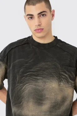 Oversized Boxy Extended Neck Washed T-shirt | UK^boohooMAN Clearance