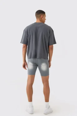 Oversized Boxy Extended Neck Heavyweight Ribbed T-shirt | UK^boohooMAN New