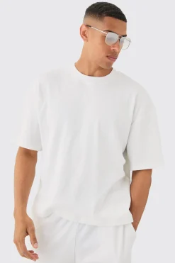 Oversized Boxy Extended Neck Heavyweight Ribbed T-shirt | UK^boohooMAN Outlet