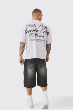 Oversized Boxy Extended Neck Heavyweight Rodeo Drive Back Print T-shirt | UK^boohooMAN Outlet