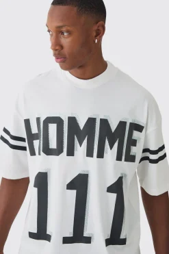 Oversized Boxy Extended Neck 111 Rhinestone T-shirt | UK^boohooMAN Discount