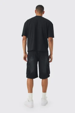 Oversized Boxy Extended Neck Space Graphic T-shirt | UK^boohooMAN Discount