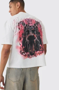 Oversized Boxy Extended Neck Homme Dog Graphic T-shirt | UK^boohooMAN Online