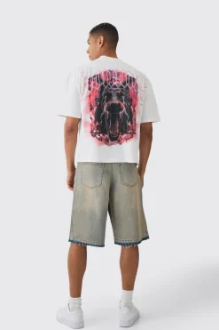Oversized Boxy Extended Neck Homme Dog Graphic T-shirt | UK^boohooMAN Online