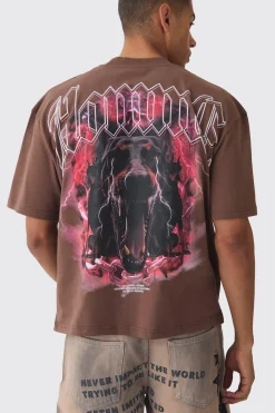Oversized Boxy Extended Neck Homme Dog Graphic T-shirt | UK^boohooMAN Discount
