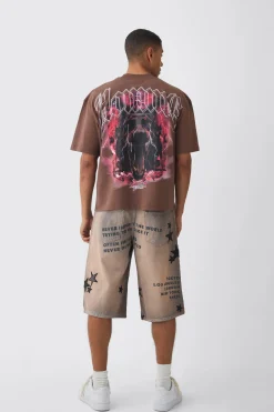 Oversized Boxy Extended Neck Homme Dog Graphic T-shirt | UK^boohooMAN Discount