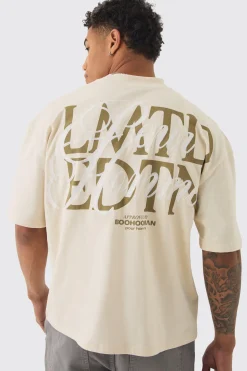 Oversized Boxy Extended Neck Homme Embroidered T-shirt | UK^boohooMAN Sale