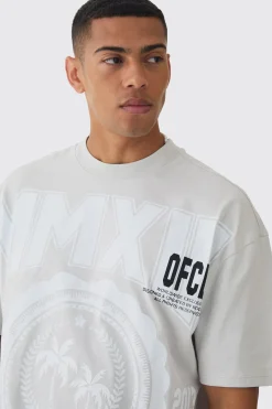 Oversized Boxy Extended Neck Palm Tree T-shirt | UK^boohooMAN Online