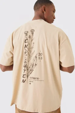 Oversized Boxy Extended Neck Enlighten Printed T-shirt | UK^boohooMAN Clearance