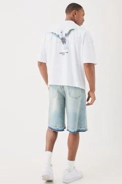 Oversized Boxy Extended Neck Limited Edition Dove Back Print T-shirt | UK^boohooMAN Sale