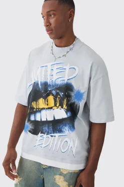 Oversized Boxy Extended Neck Graphic Faux Layer T-shirt | UK^boohooMAN Outlet