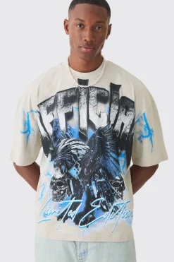 Oversized Boxy Extended Neck Extreme Official T-shirt | UK^boohooMAN Discount