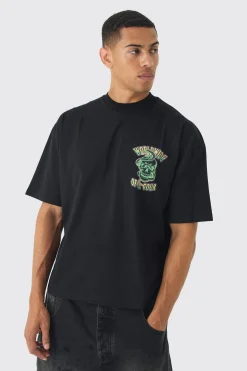 Oversized Boxy Extended Neck Extreme Offcl Tour T-shirt | UK^boohooMAN Outlet