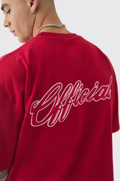 Oversized Boxy Extended Neck Heavyweight Embroide T-shirt | UK^boohooMAN Outlet