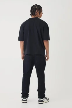 Oversized Boxy Extended Neck Line Drawn T-shirt | UK^boohooMAN Discount