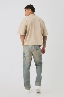 Oversized Boxy Extended Neck Peached Heavyweight Applique T-shirt | UK^boohooMAN New