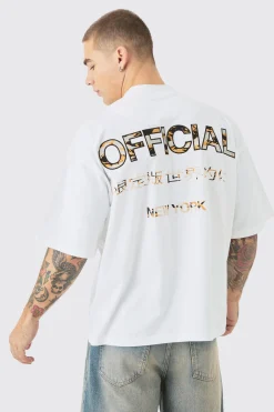 Oversized Boxy Extended Neck Heavyweight Applique T-shirt | UK^boohooMAN Clearance