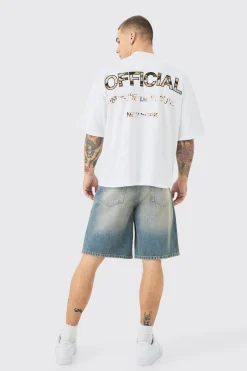 Oversized Boxy Extended Neck Heavyweight Applique T-shirt | UK^boohooMAN Clearance