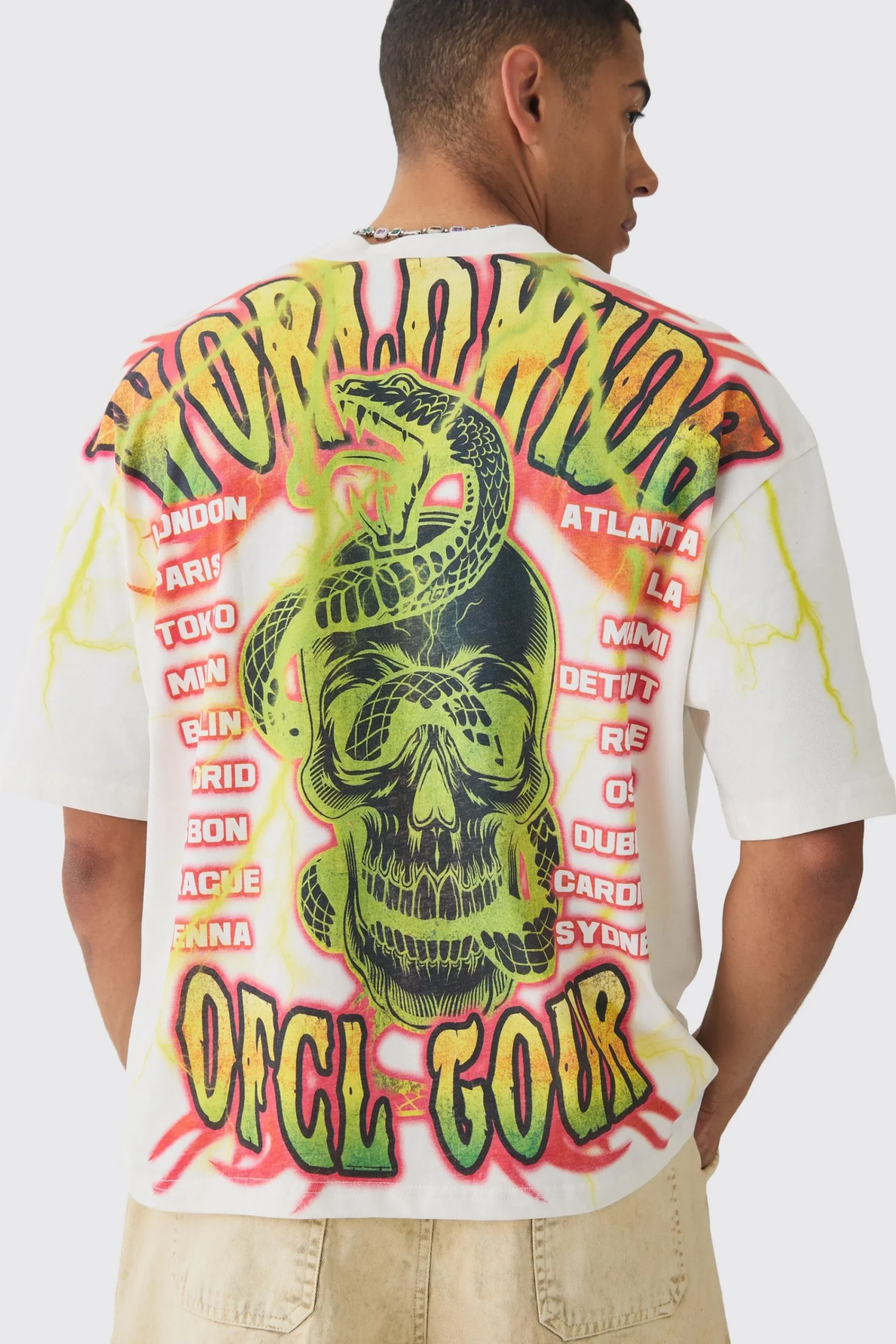 Oversized Boxy Extended Neck Extreme OFCL Tour T-shirt | UK^boohooMAN Best