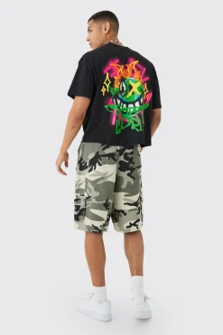 Oversized Boxy Extended Neck Trippy Graffiti Print T-shirt | UK^boohooMAN Outlet