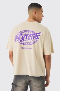 Oversized Boxy Extended Neck Homme Print T-Shirt | UK^boohooMAN Online