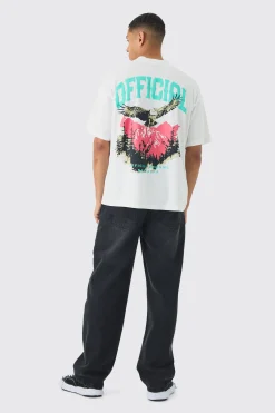 Oversized Boxy Extended Neck Eagle Back Print T-Shirt | UK^boohooMAN Outlet