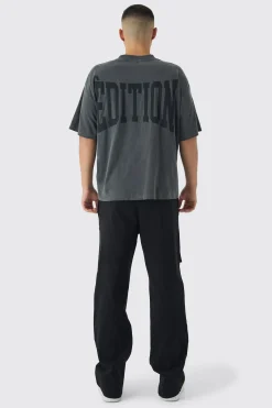 Oversized Boxy Extended Neck Washed Printed T-Shirt | UK^boohooMAN Best