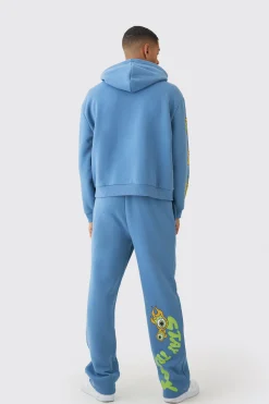 boohooMAN Oversized Boxy Eye Puff Print Graphic Hooded Tracksuit | UK| Tracksuits