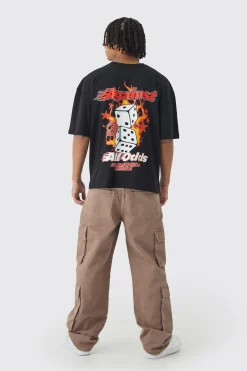 Oversized Boxy Flame Dice Back Print T-Shirt | UK^boohooMAN Discount