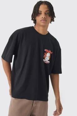Oversized Boxy Flame Dice Back Print T-Shirt | UK^boohooMAN Discount