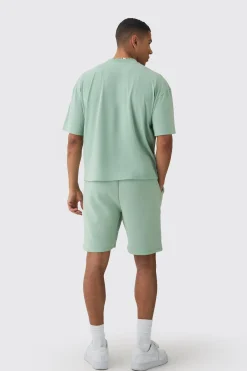 boohooMAN Oversized Boxy Flame Printed T-shirt And Short Set | UK| Sets & Co-Ords|Tracksuits