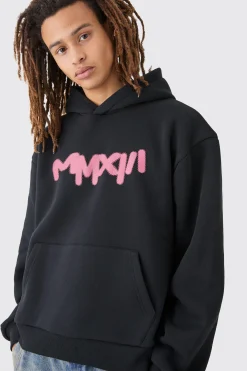 boohooMAN Oversized Boxy Floral Line Drawing Hoodie | UK| Hoodies & Sweatshirts