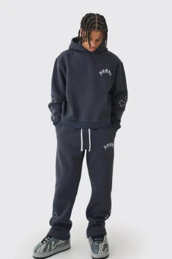 boohooMAN Oversized Boxy Gothic Homme Cross Tracksuit | UK| Tracksuits