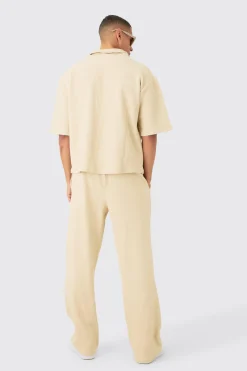 boohooMAN Oversized Boxy Half Sleeve V Neck Polo And Trouser Set | UK| Sets & Co-Ords