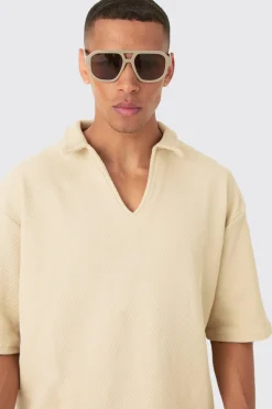 boohooMAN Oversized Boxy Half Sleeve V Neck Polo And Trouser Set | UK| Sets & Co-Ords