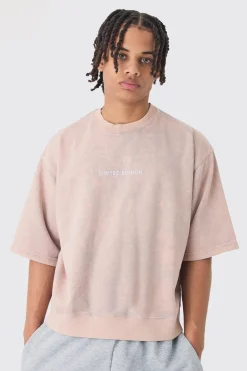 boohooMAN Oversized Boxy Half Sleeve Acid Washed Sweatshirt | UK| Hoodies & Sweatshirts