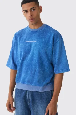 boohooMAN Oversized Boxy Half Sleeve Acid Washed Sweatshirt | UK| Hoodies & Sweatshirts