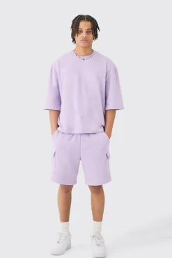boohooMAN Oversized Boxy Half Sleeve T-shirt & Cargo Short Set | UK| Shorts|Sets & Co-Ords