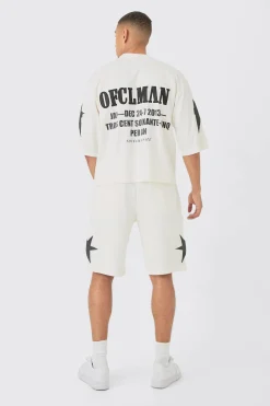 boohooMAN Oversized Boxy Half Sleeve Moto Applique T-shirt & Short Set | UK| Sets & Co-Ords|Tracksuits